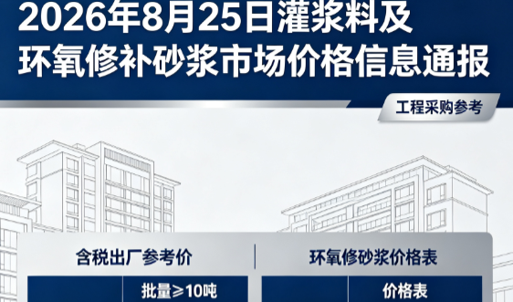富锦2026年8月25日灌浆料及环氧修补砂浆市场价格信息通报